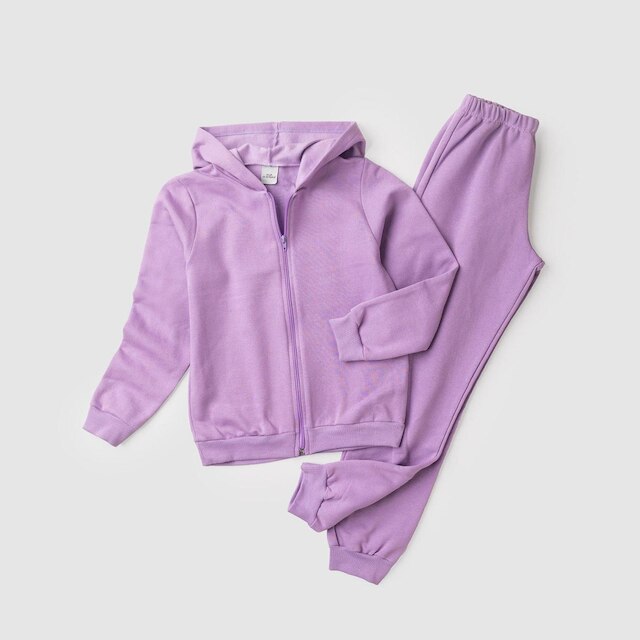Conjunto Moletom Infantil Capuz e Zíper Lilás