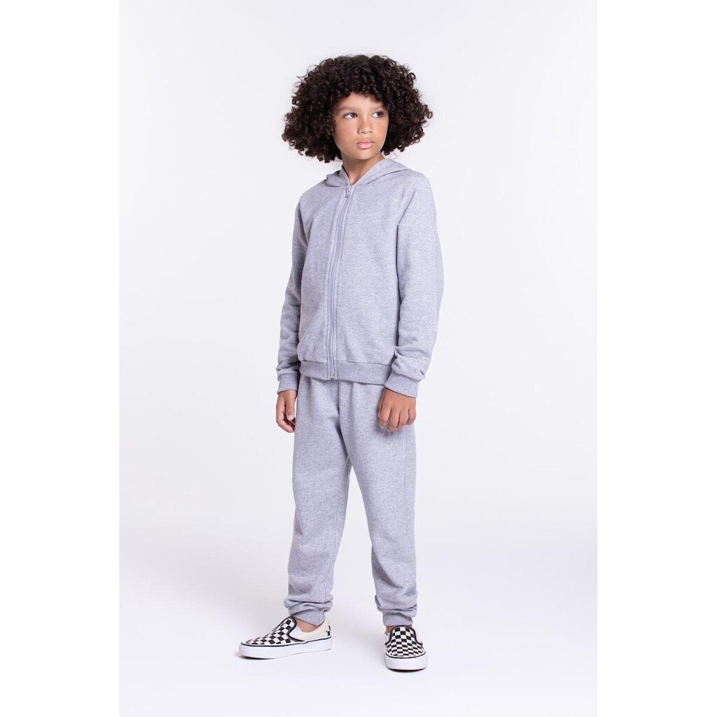 Conjunto Moletom Infantil Capuz e Zíper Mescla
