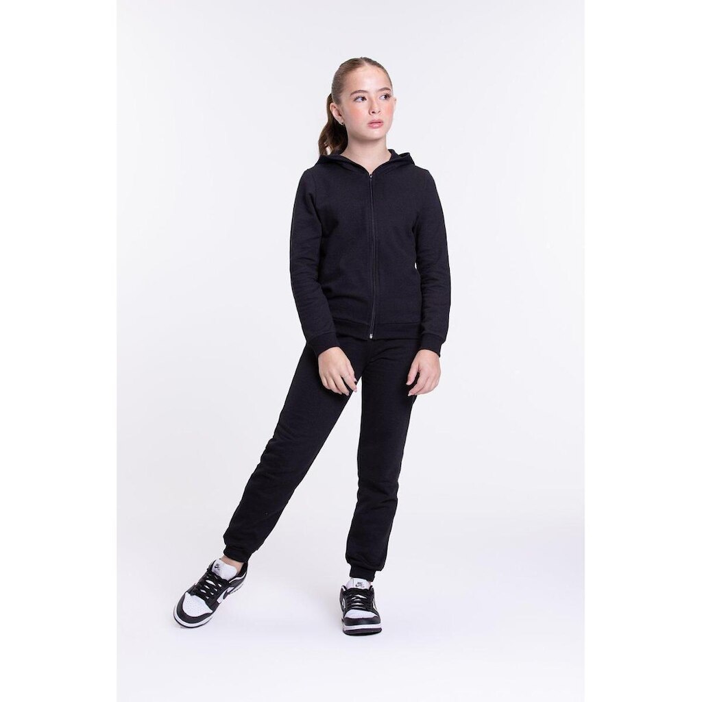 Conjunto Moletom Infantil Capuz e Zíper Preto