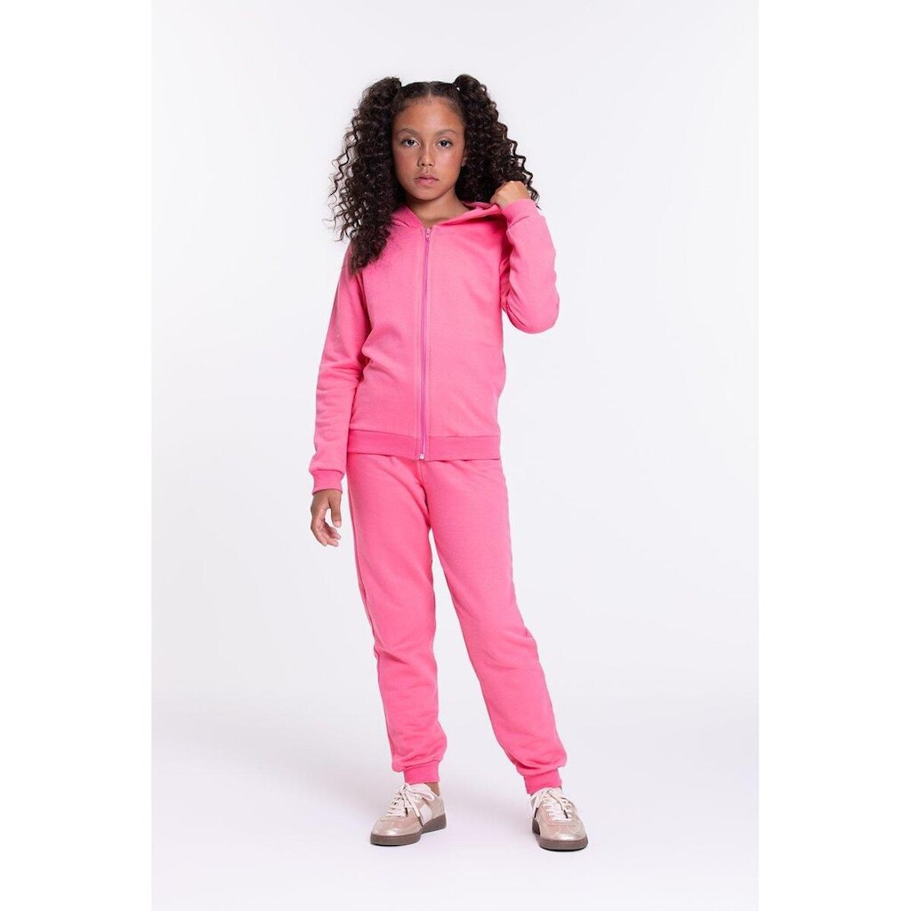 Conjunto Moletom Infantil Capuz e Zíper Rosa
