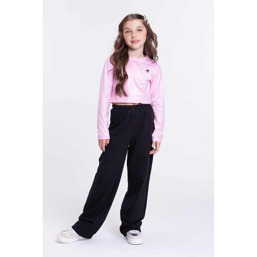 Conjunto Moletom Infantil Cirrê e Wide Leg