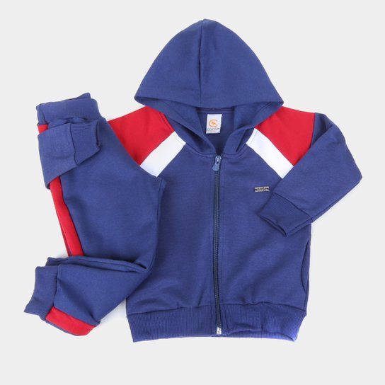 Conjunto Moletom Infantil Costão Calça E Jaqueta Com Capuz Masculino - Marinho Menor preço em Conjunto Moletom Infantil Costão Calça E Jaqueta Com Capuz Masculino - Marinho