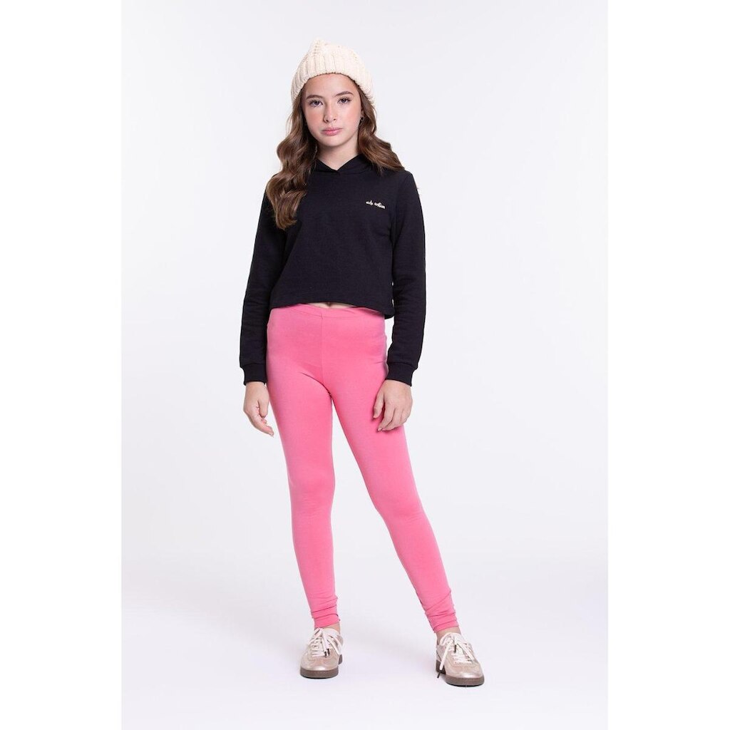 Conjunto Moletom Infantil Cropped com Capuz Preto