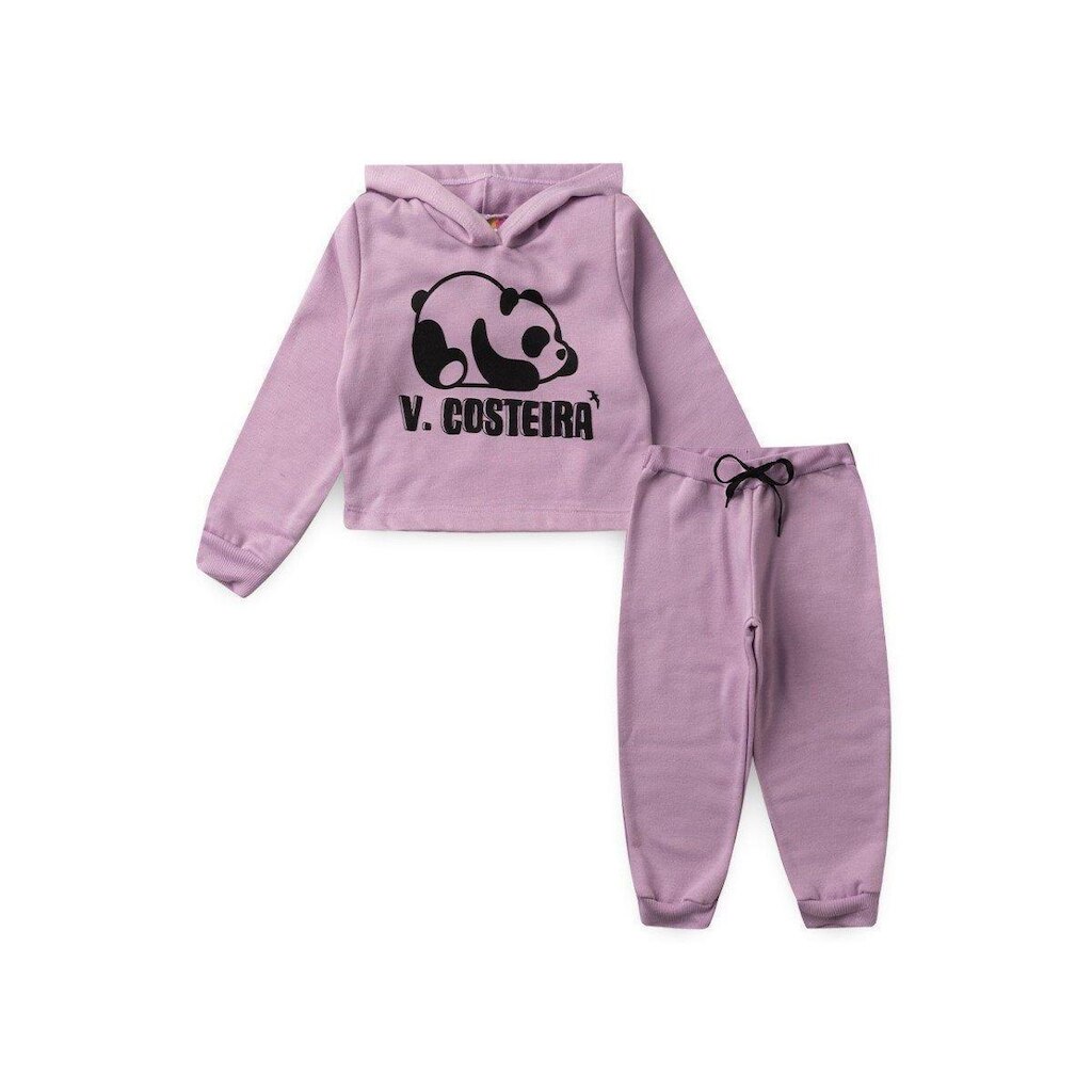 Conjunto Moletom Infantil Cropped Panda