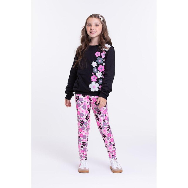 Conjunto Moletom Infantil Florzinhas