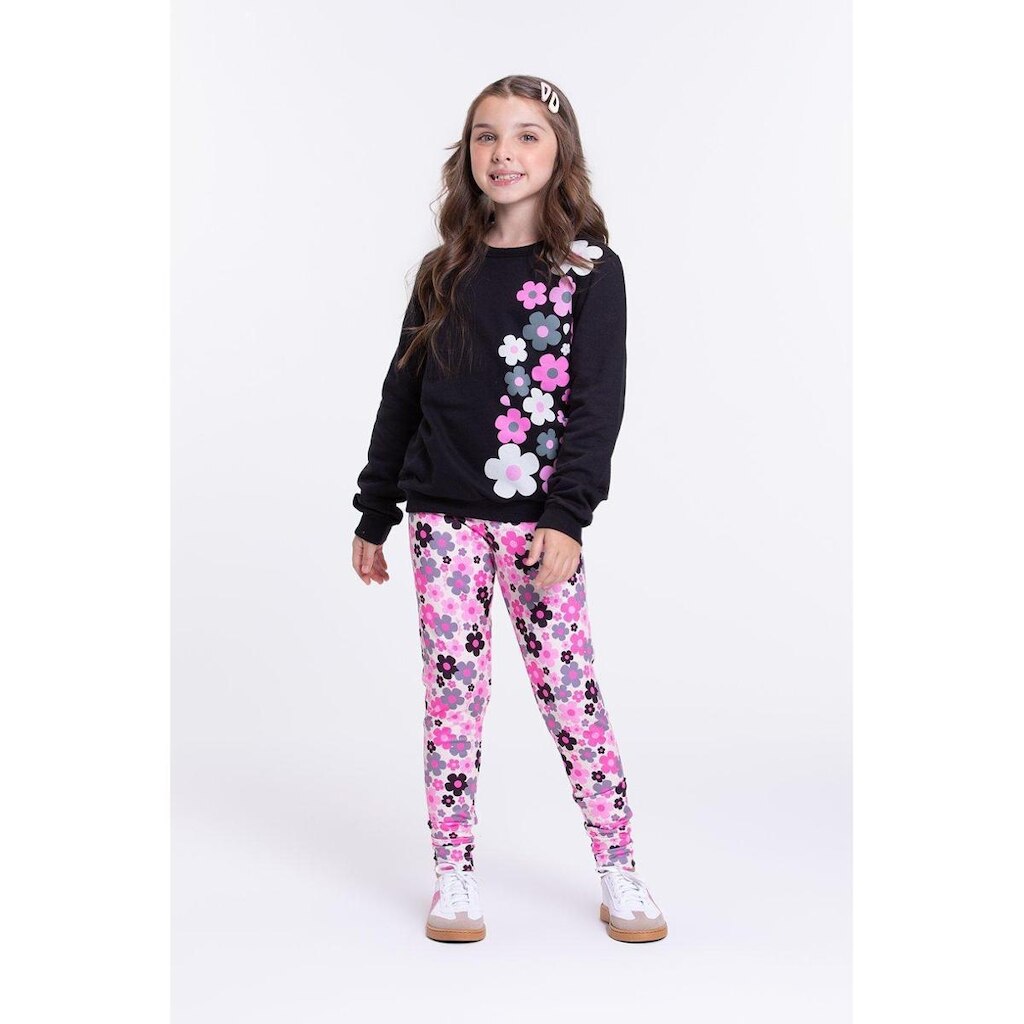 Conjunto Moletom Infantil Florzinhas