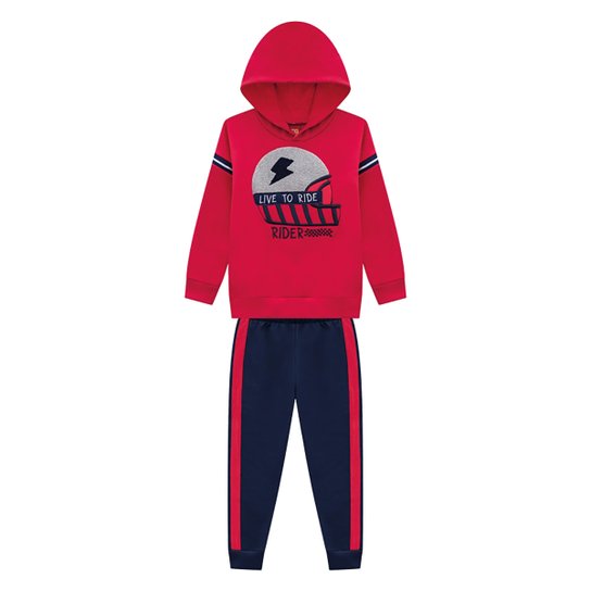 Conjunto Moletom Infantil Kyly Peluciado c/ Capuz - Vermelho Menor preço em Conjunto Moletom Infantil Kyly Peluciado c/ Capuz - Vermelho