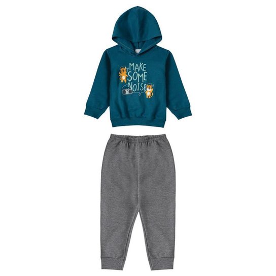 CONJUNTO MOLETOM INFANTIL MALWEE KIDS ESTAMPADO REF: 1000091536 P/G - Verde+Cinza Menor preço em CONJUNTO MOLETOM INFANTIL MALWEE KIDS ESTAMPADO REF: 1000091536 P/G - Verde+Cinza