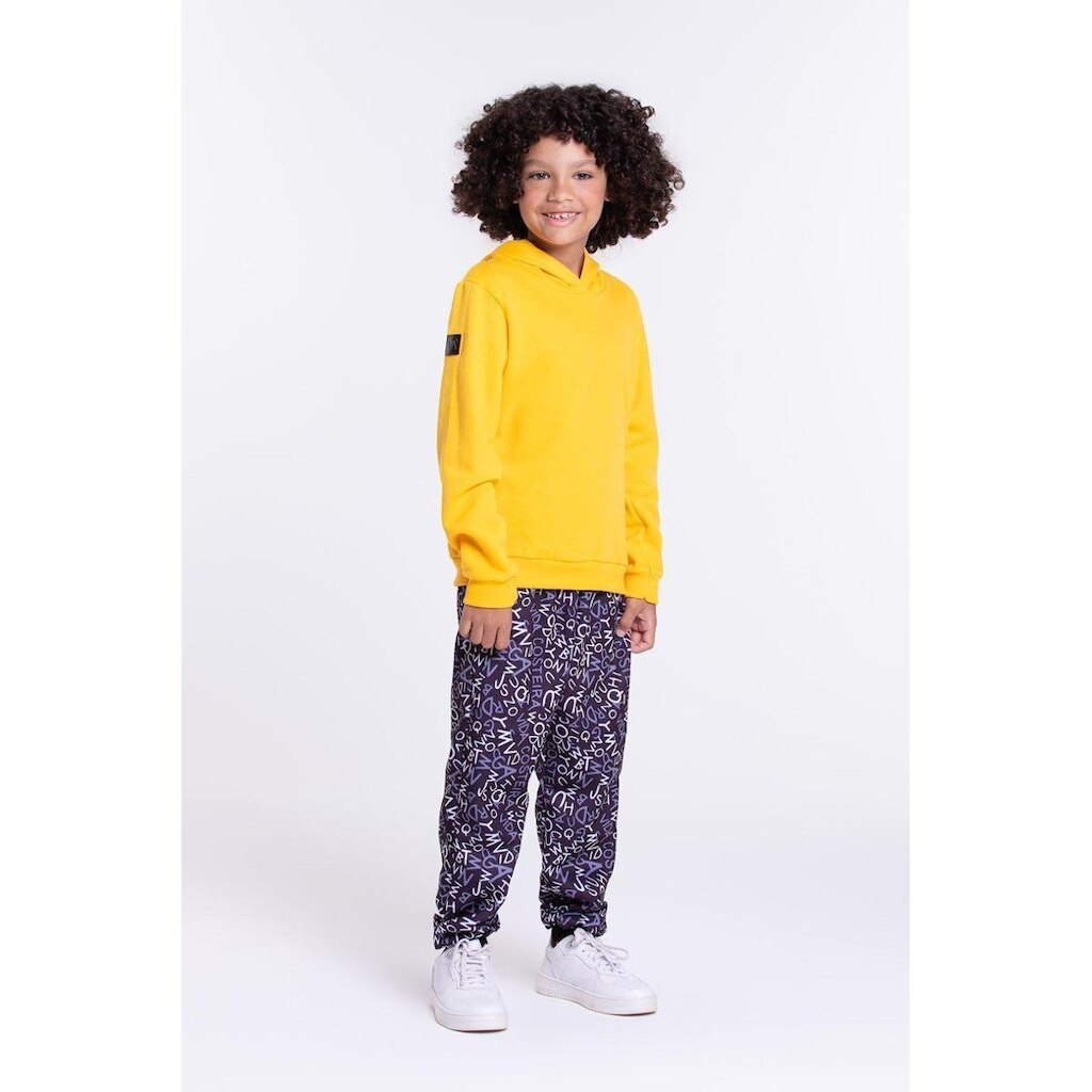 Conjunto Moletom Infantil Masculino Capuz e ABC Amarelo