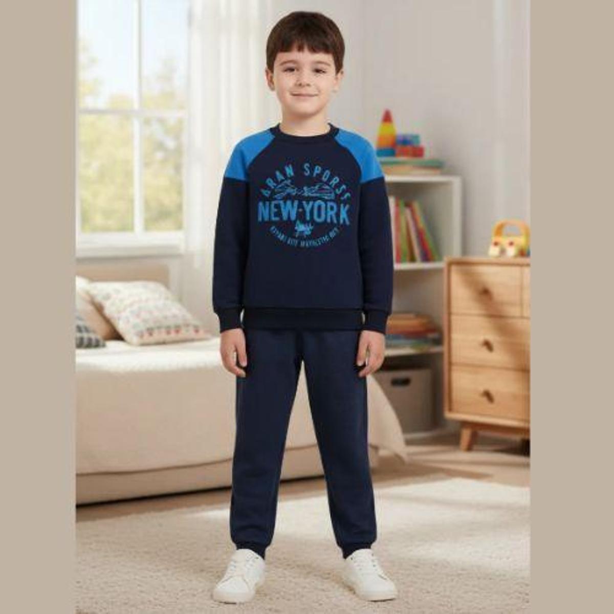 Conjunto Moletom Infantil Masculino Inverno New York – Blusa e Calça Rei Rex