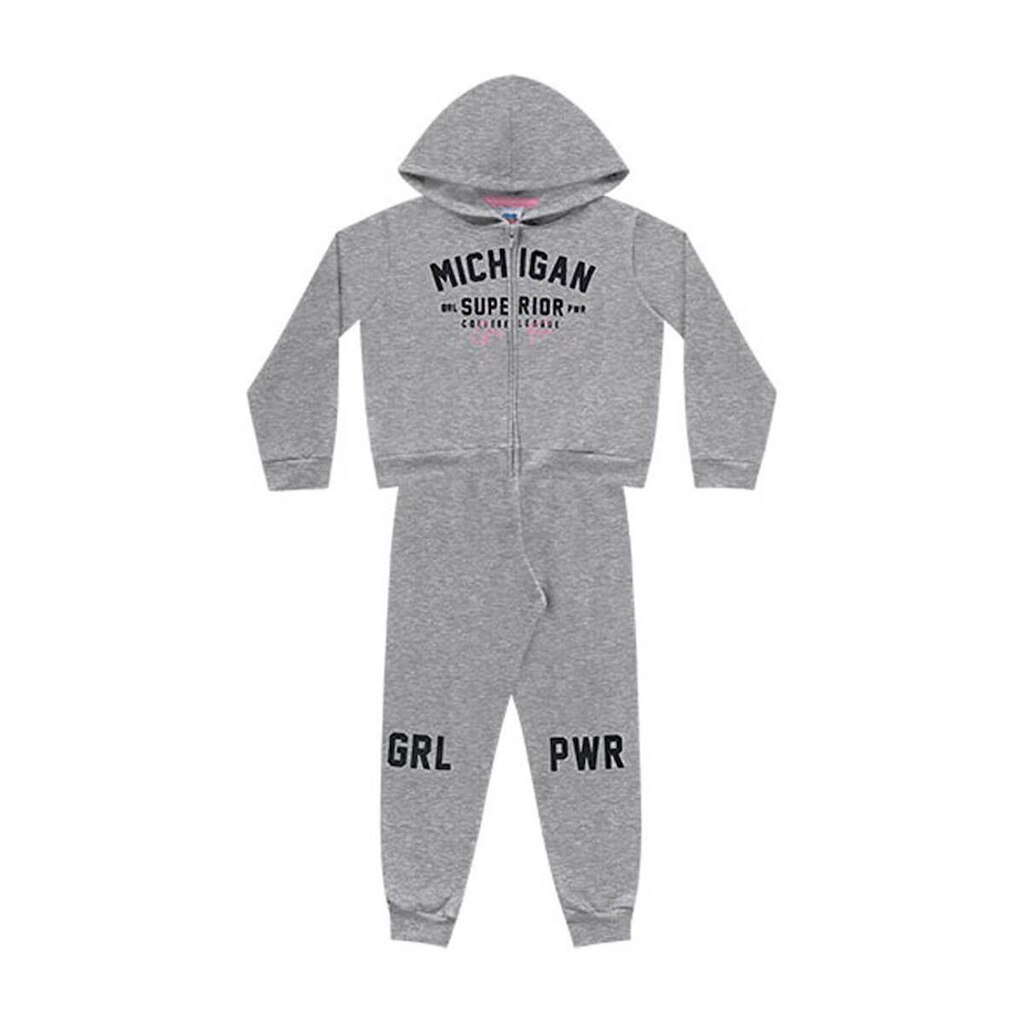Conjunto Moletom Infantil Menina College Cinza