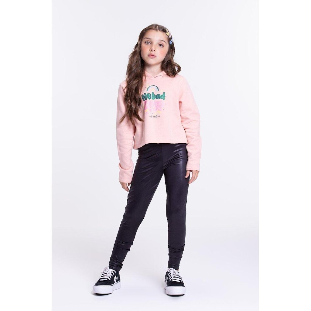 Conjunto Moletom Infantil Menina Cropped No Bad Days Rosa