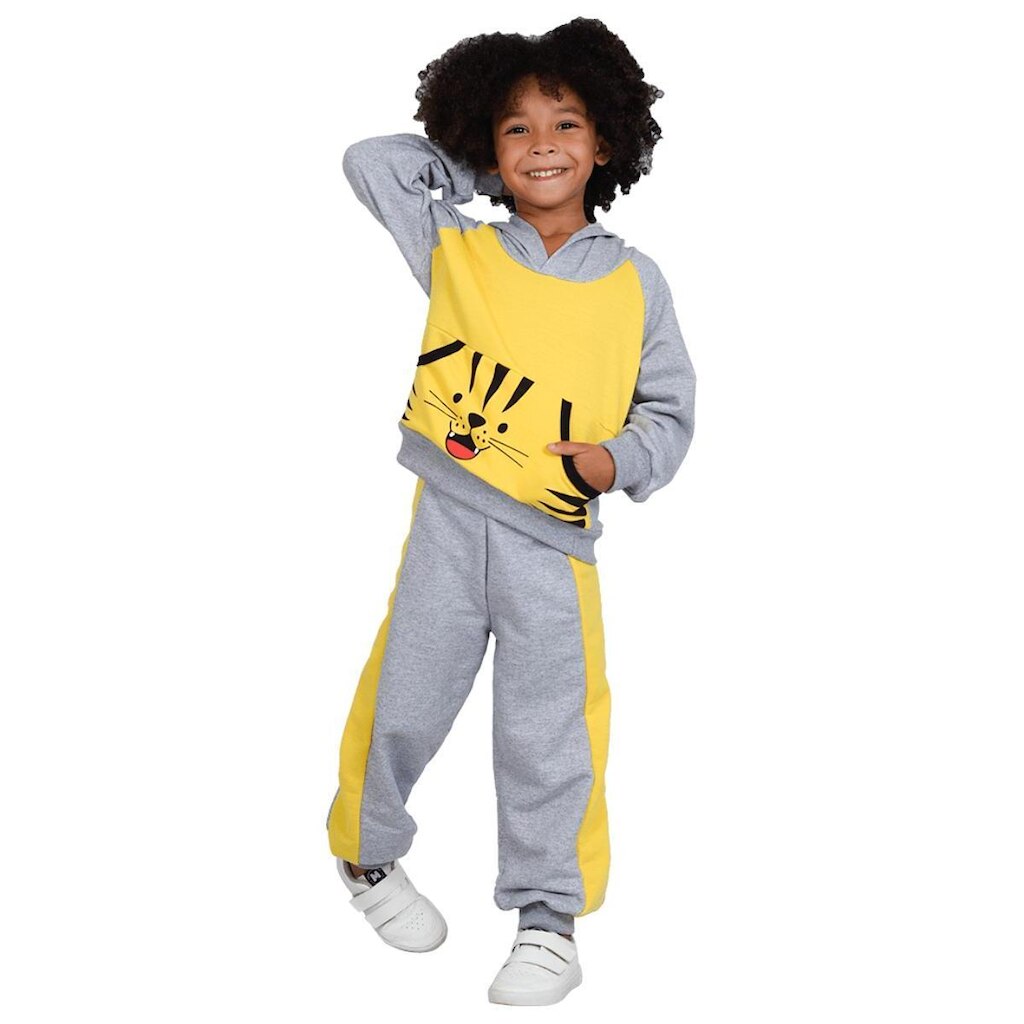 Conjunto Moletom Infantil Mescla com Touca e Bolso - Destak