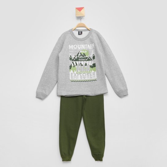 Conjunto Moletom Infantil Miá Kids Estampado Tokyo Menino - Mescla Menor preço em Conjunto Moletom Infantil Miá Kids Estampado Tokyo Menino - Mescla