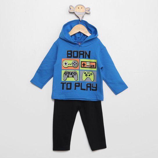 Conjunto Moletom Infantil Pipa Kids Blusa e Calça Estampado Games Menino - Azul+Preto é ruim? Conjunto Moletom Infantil Pipa Kids Blusa e Calça Estampado Games Menino - Azul+Preto é boa?