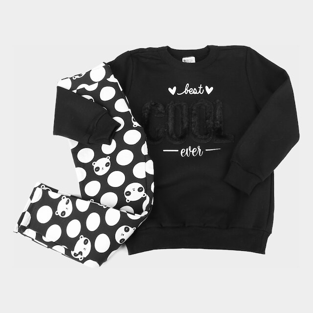 Conjunto Moletom Infantil Pulla Bulla Bordado Cool Feminino - Preto Menor preço em Conjunto Moletom Infantil Pulla Bulla Bordado Cool Feminino - Preto