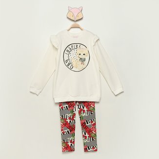 Conjunto Moletom Infantil Quimby Inspire Blusa + Calça Feminino