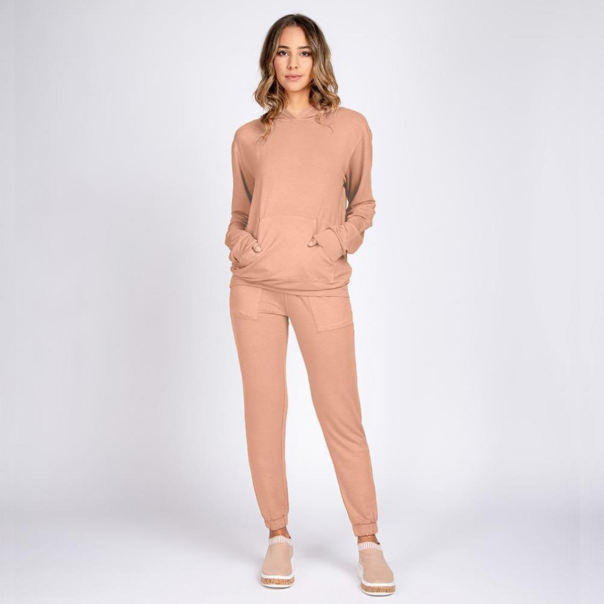 cashmere moletom com capuz and jogger set