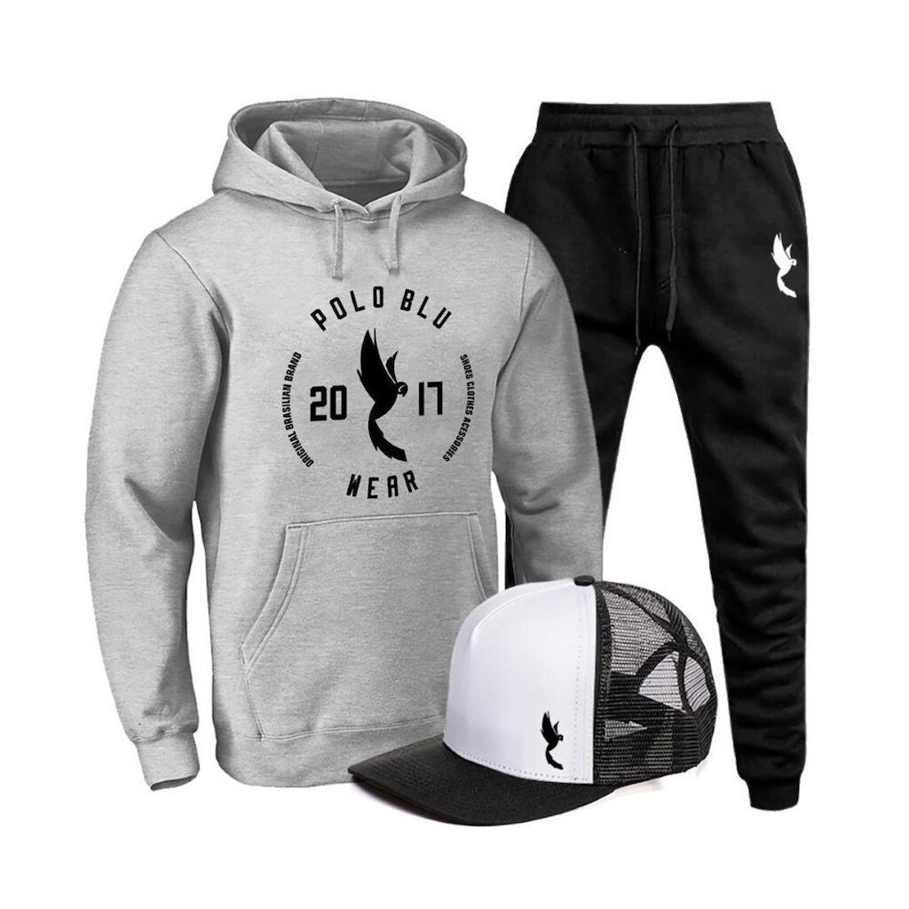 Conjunto Moletom Masculino Canguru Conforto + Boné Macio