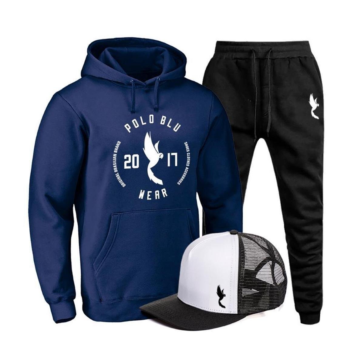 Conjunto Moletom Masculino Canguru Conforto + Boné Macio Menor preço em Conjunto Moletom Masculino Canguru Conforto + Boné Macio