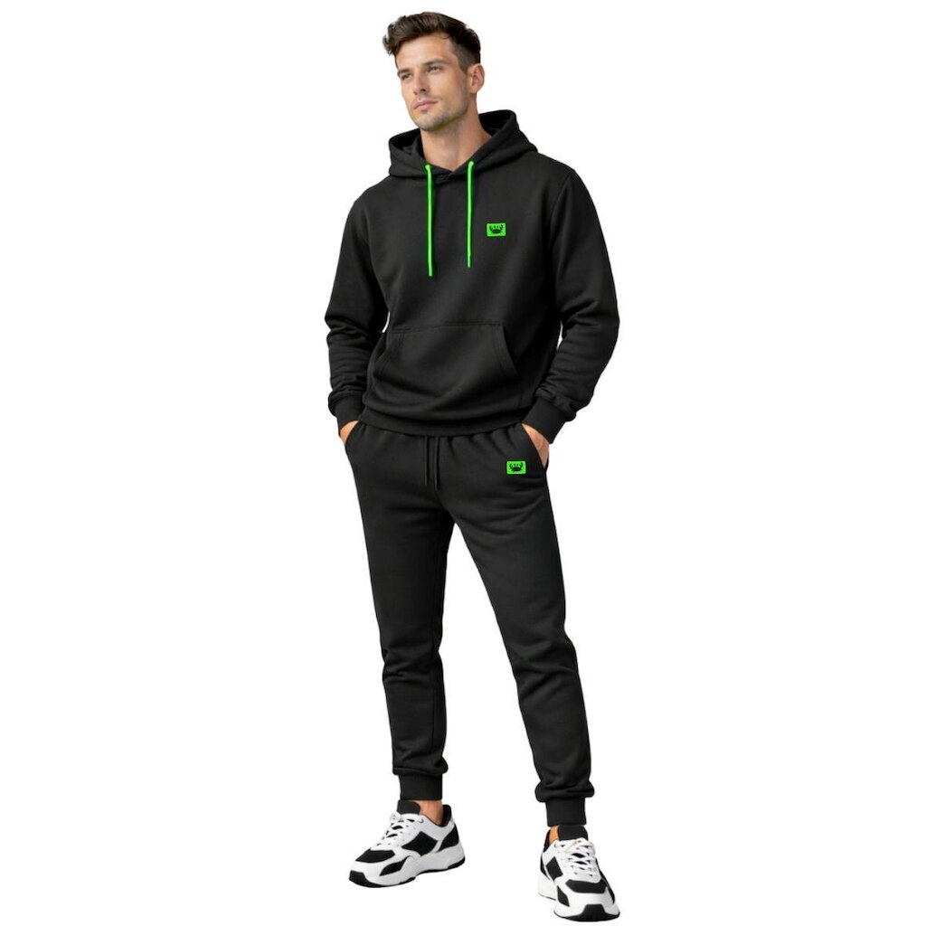 Conjunto Moletom Masculino Flanelado Com Capuz e Calça Jogger Casual Inverno Confortável Siri