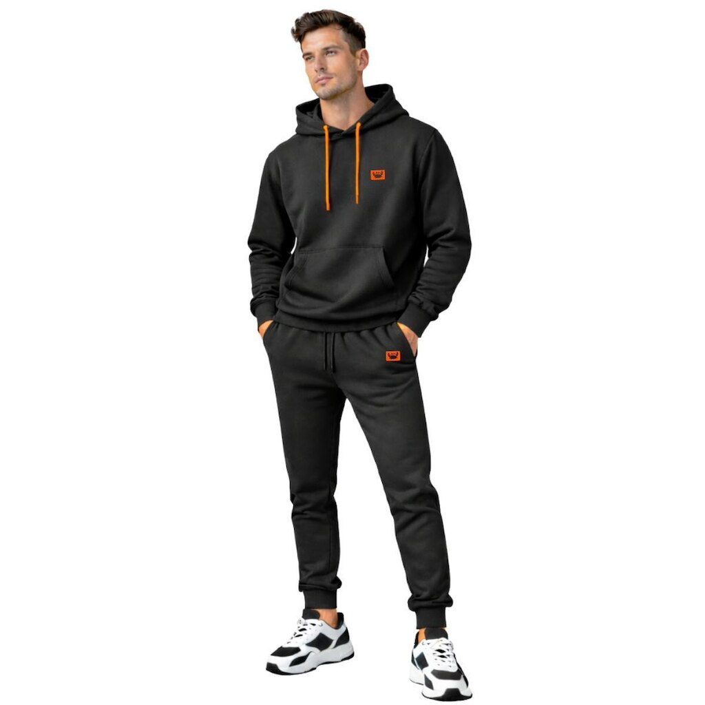 Conjunto Moletom Masculino Flanelado Com Capuz e Calça Jogger Casual Inverno Confortável Siri