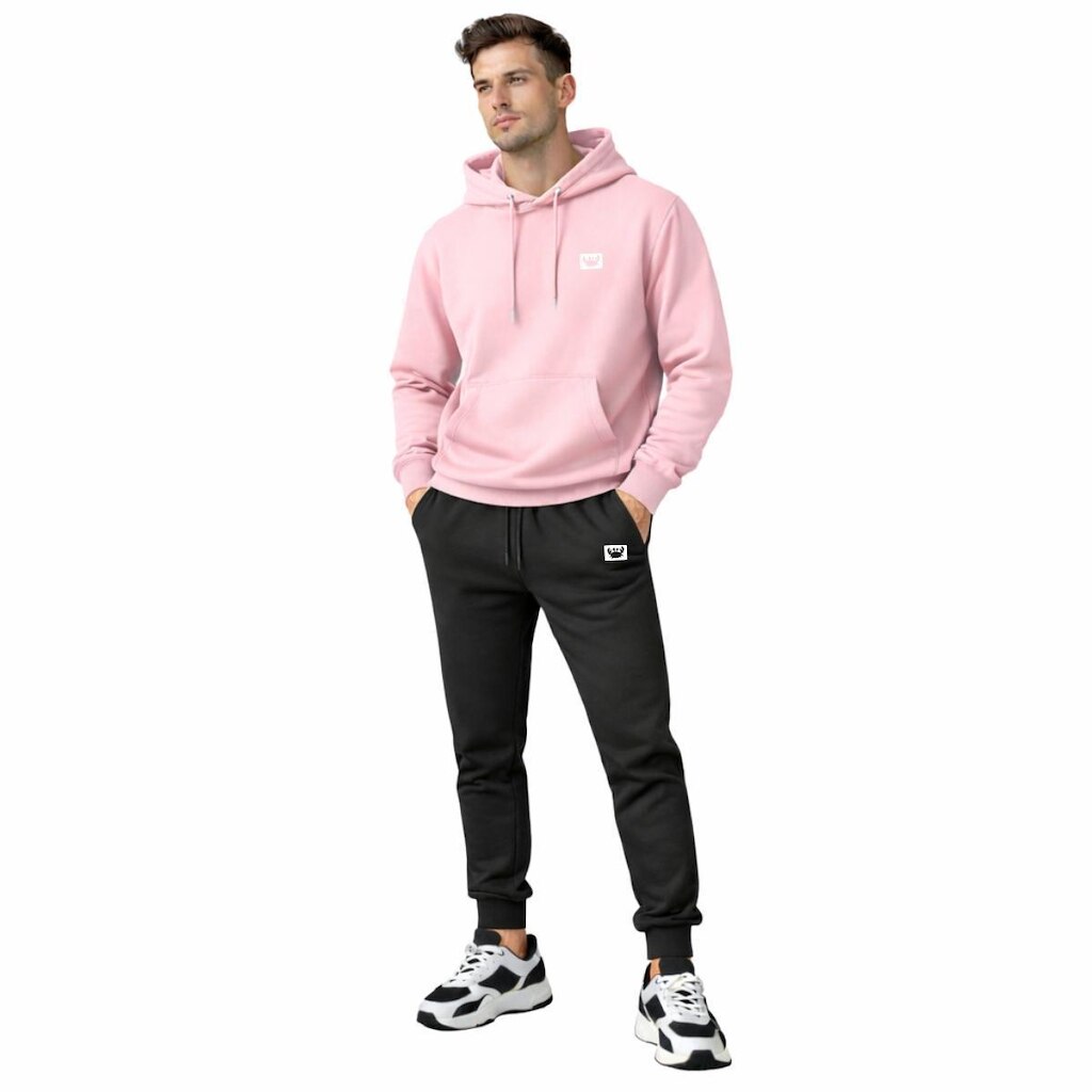 Conjunto Moletom Masculino Flanelado Com Capuz e Calça Jogger Casual Inverno Confortável Siri