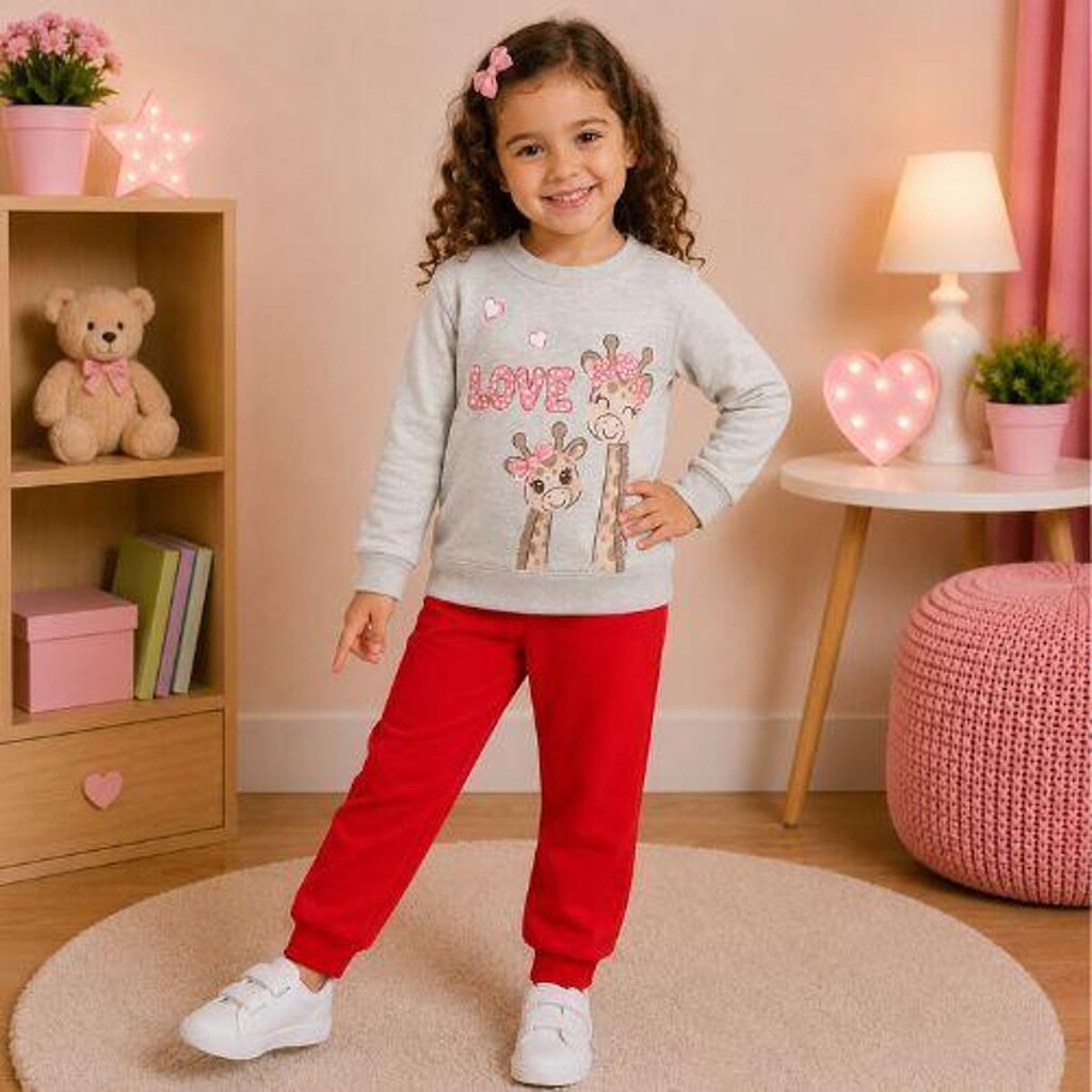 Conjunto Moletom Menina Blusa Love e Calça Kely Kety