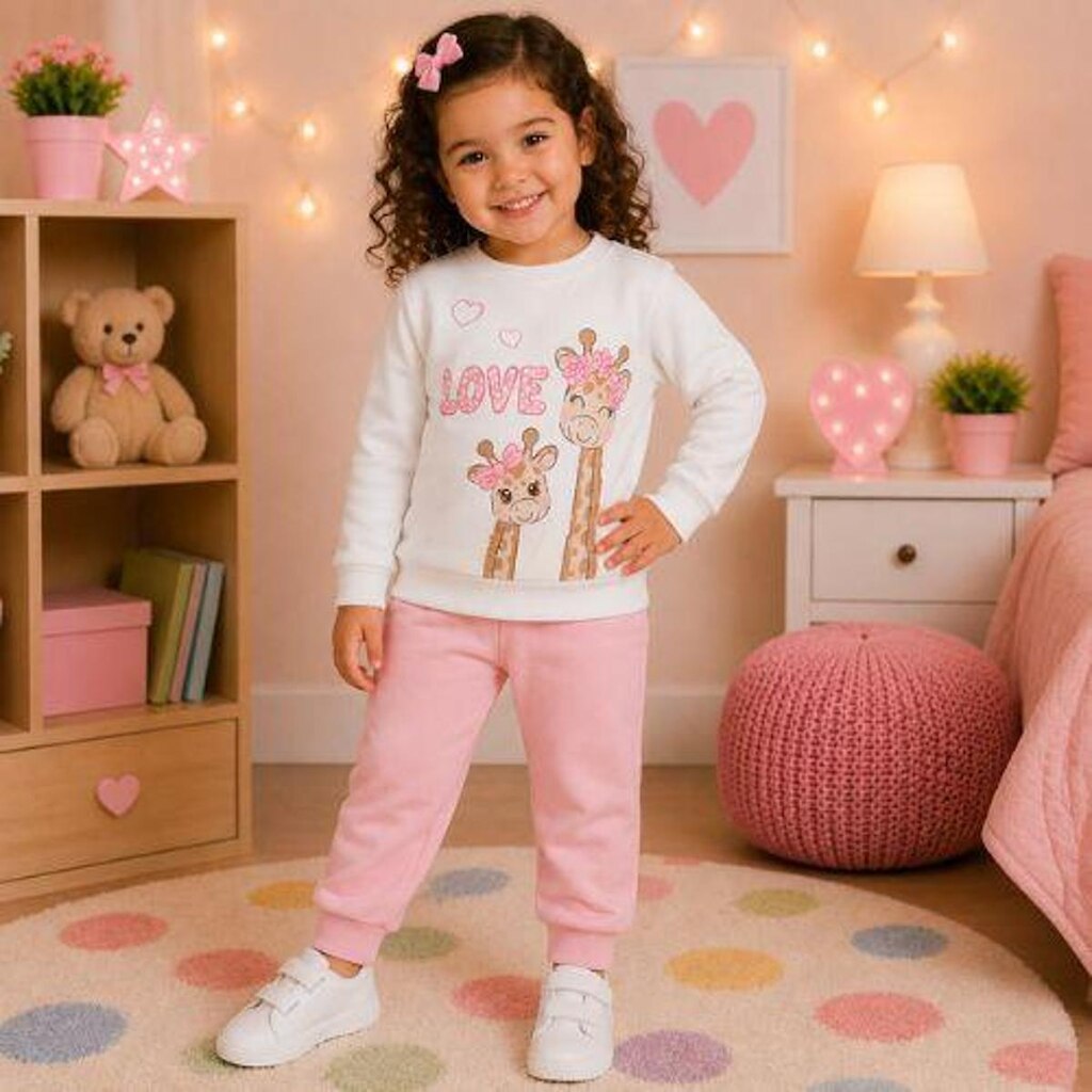 Conjunto Moletom Menina Blusa Love e Calça Kely Kety
