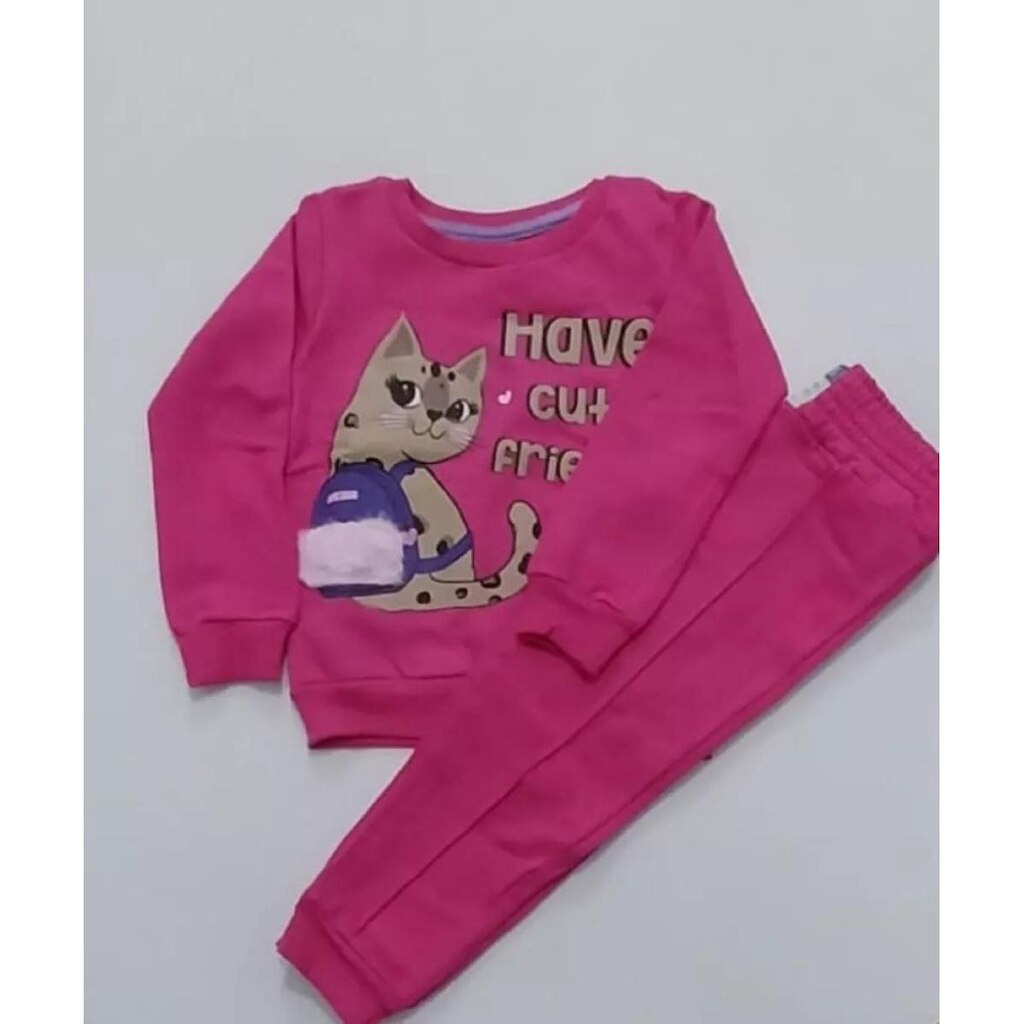 Conjunto Moletom Menina Blusão E Calça Gatinha Com Mochila