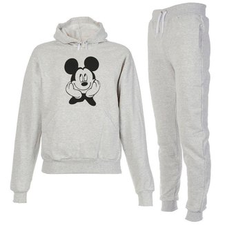 Conjunto Moletom Mickey Infantil Juvenil Peluciado Cinza