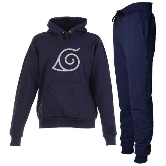 Conjunto Moletom Naruto Infantil Juvenil Peluciado Azul Marinho - Azul