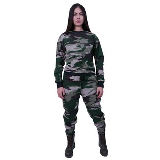 Conjunto Moletom Plus Size Liso Fechado Camuflado