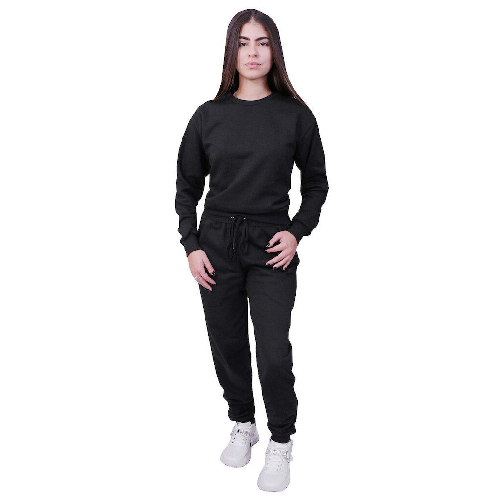 Conjunto Moletom Plus Size Liso Fechado Preto