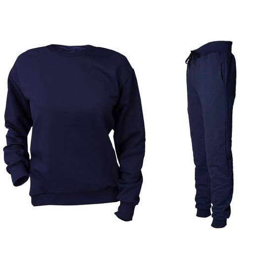 Conjunto Moletom Plus Size Masculino Fechado Azul Marinho - Azul Escuro Menor preço em Conjunto Moletom Plus Size Masculino Fechado Azul Marinho - Azul Escuro