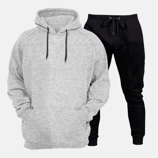 Conjunto Moletom Use Miron Blusa de Frio Canguru e Calça Moletom Jogging Moleton Preto - Cinza Menor preço em Conjunto Moletom Use Miron Blusa de Frio Canguru e Calça Moletom Jogging Moleton Preto - Cinza