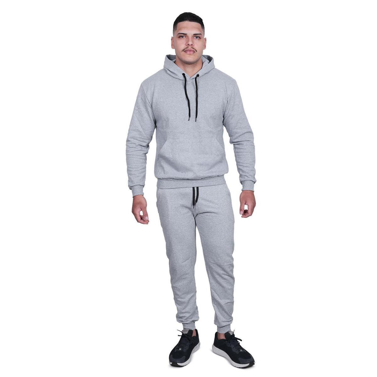 Conjunto Moleton Masculino Moletom Canguru Calça Blusa Frio - Cinza ...