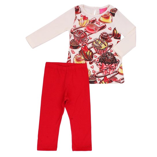 Conjunto Momi Blusa E Legging Docinhos - Momi - Bege