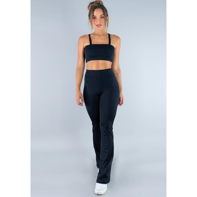 Conjunto MVB Modas Calça Flare e Top Faixa com Alça Feminina