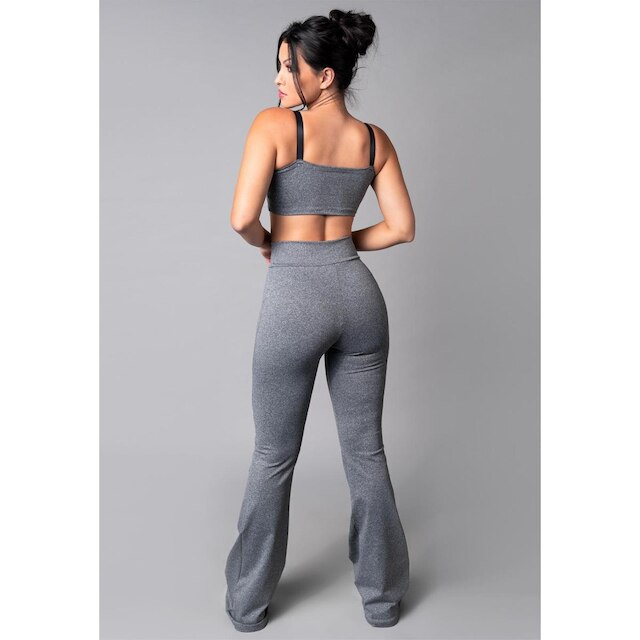 Conjunto MVB Modas Calça Flare e Top Faixa com Alça Feminina