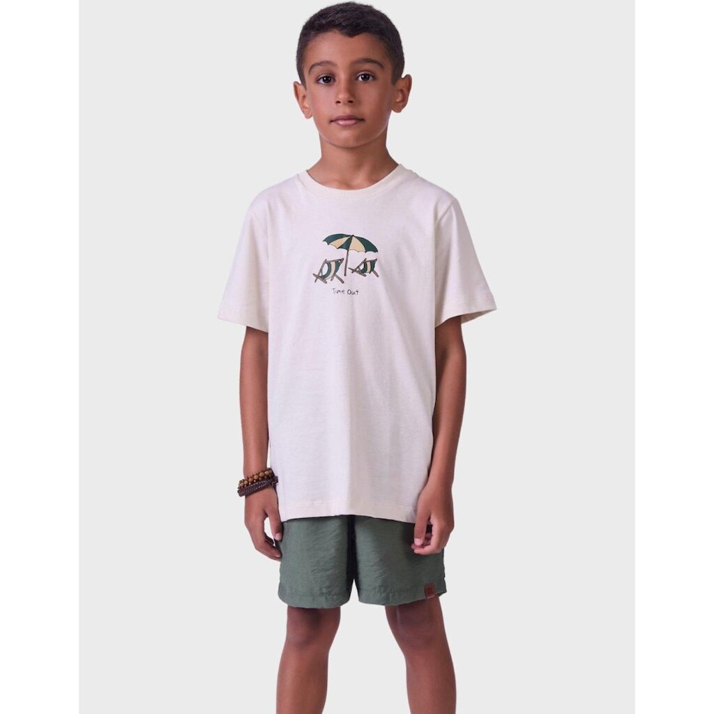 Conjunto Novo Camisa Estilo Tropical De Verão Com Bermuda Poliamida Toque Suave Menino 4 a 14