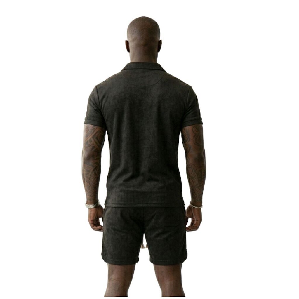 Conjunto  Oversized Suedine Premium Polo Zíper Bermuda
