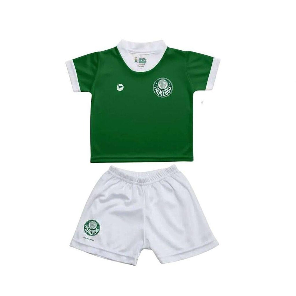 CONJUNTO PALMEIRAS SUBLIMADO COM BORDADO 031S-PAL - VERDE/BRANCO 0/3M