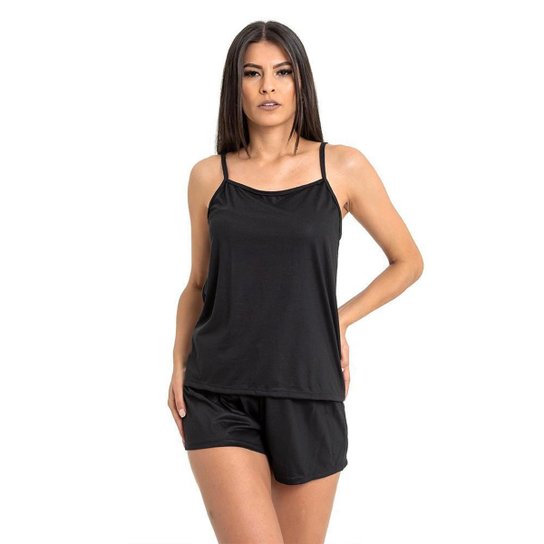 Conjunto Pijama Feminino Curto Baby Doll Super Fresquinho - Preto Menor preço em Conjunto Pijama Feminino Curto Baby Doll Super Fresquinho - Preto