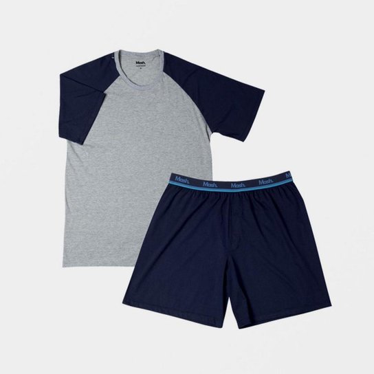 Conjunto Pijama Mash Curto Algodão Masculino - Azul é boa?