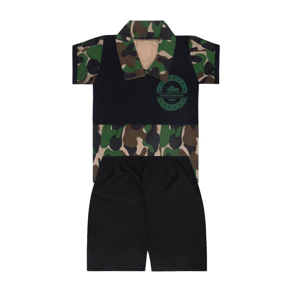 Conjunto Polo Militar e Short Preto - Destak