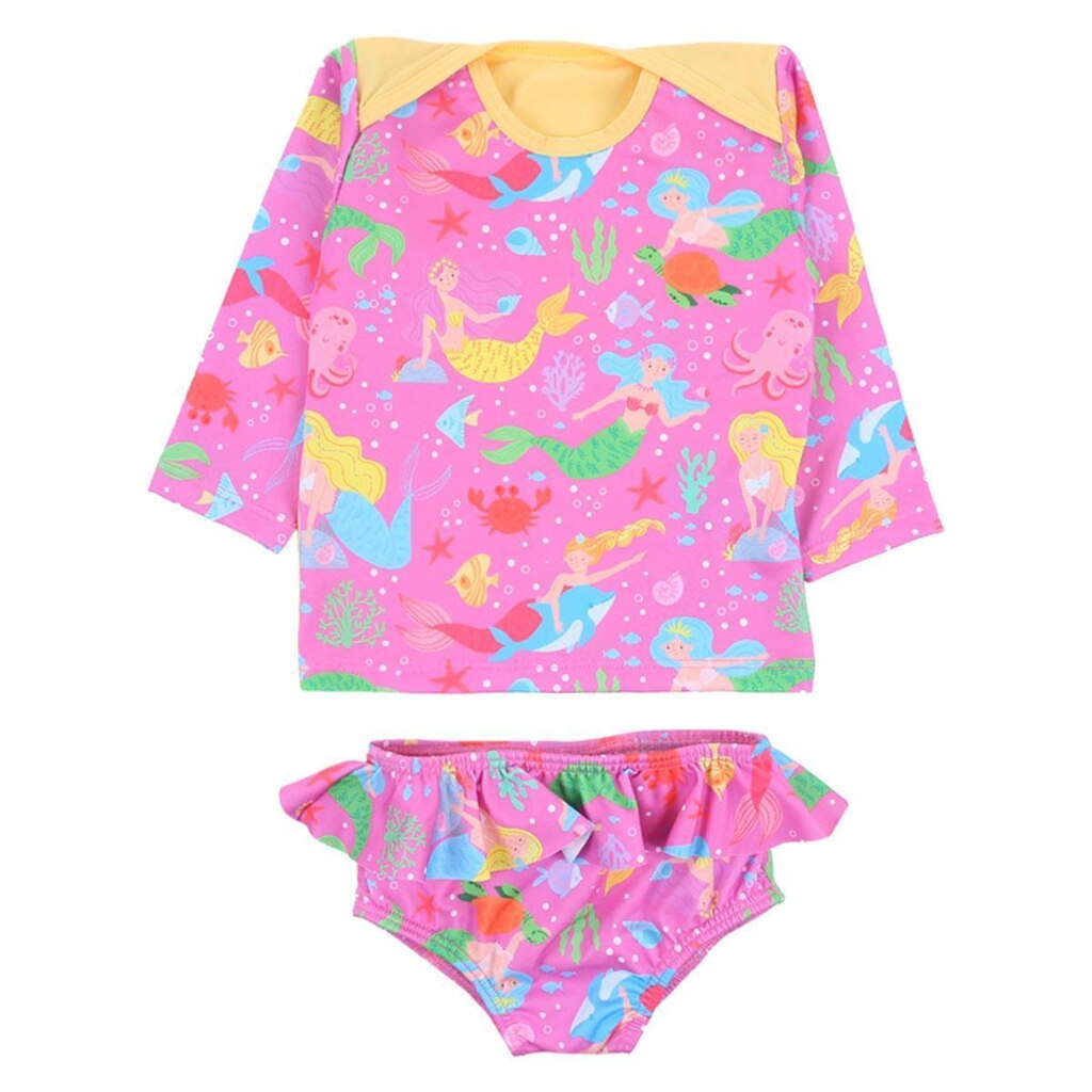 Conjunto Praia Bebê Proteção UV Sereias Rosa Everly