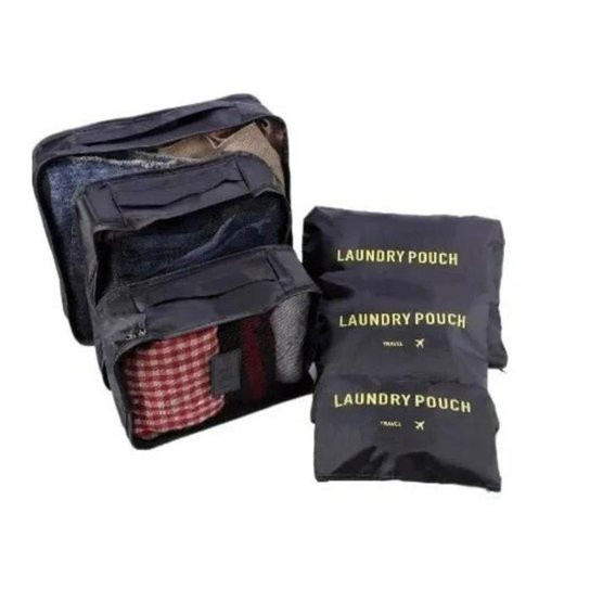Conjunto Pratico Kit Organizador De Mala Viagem Impermeável: 6 Peças Diversas - Preto Menor preço em Conjunto Pratico Kit Organizador De Mala Viagem Impermeável: 6 Peças Diversas - Preto