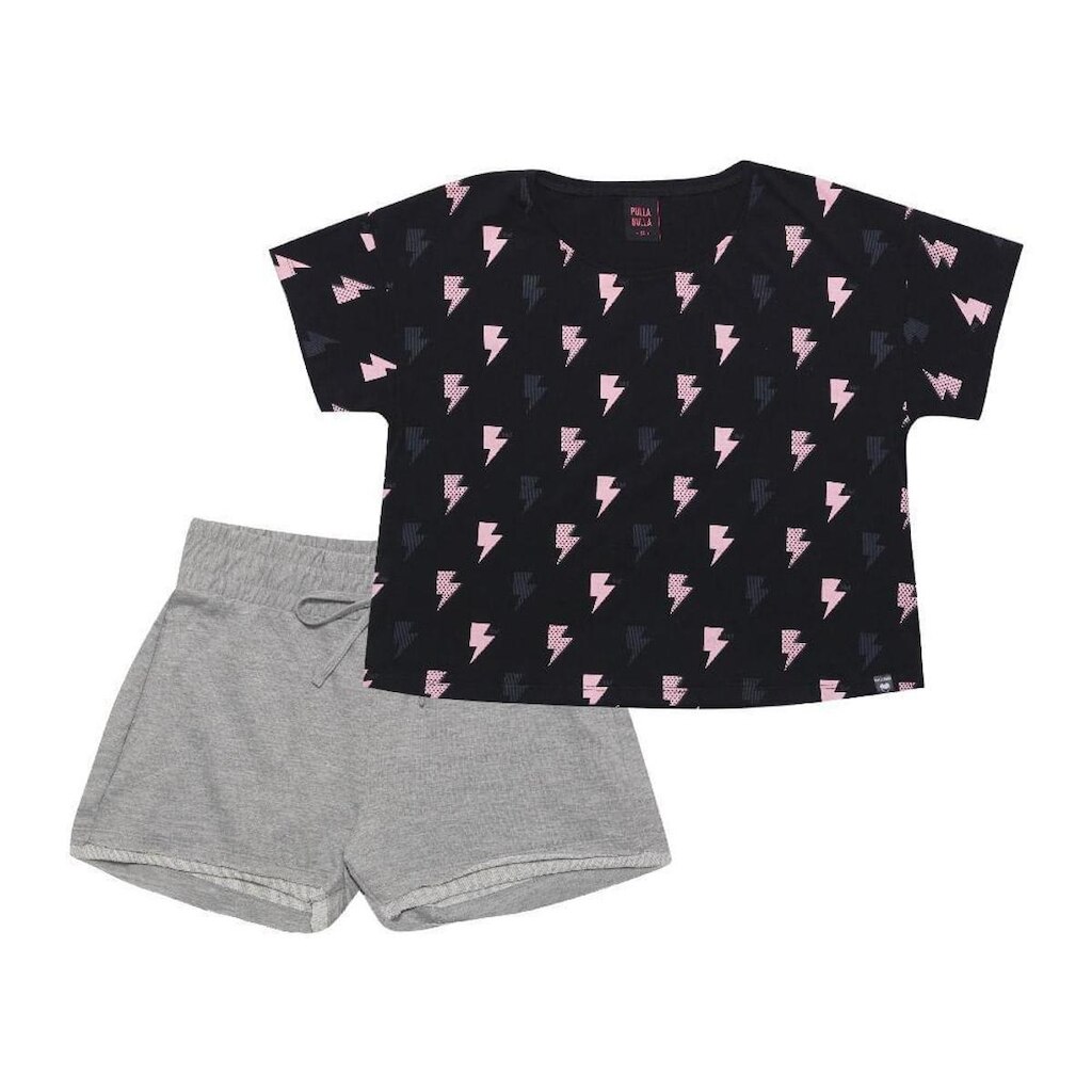 Conjunto Preto - Juvenil Meia Malha