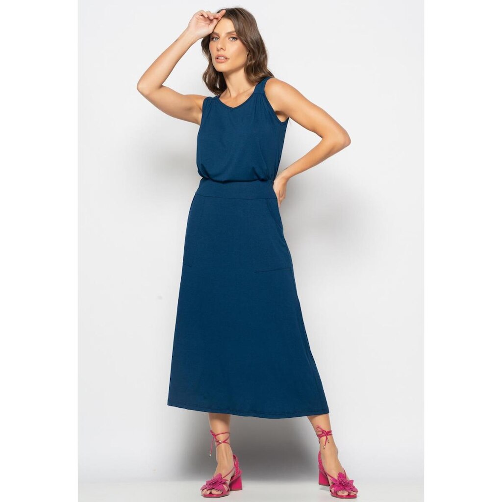 Conjunto Regata Drapeada e Saia Midi Malha Salvatore